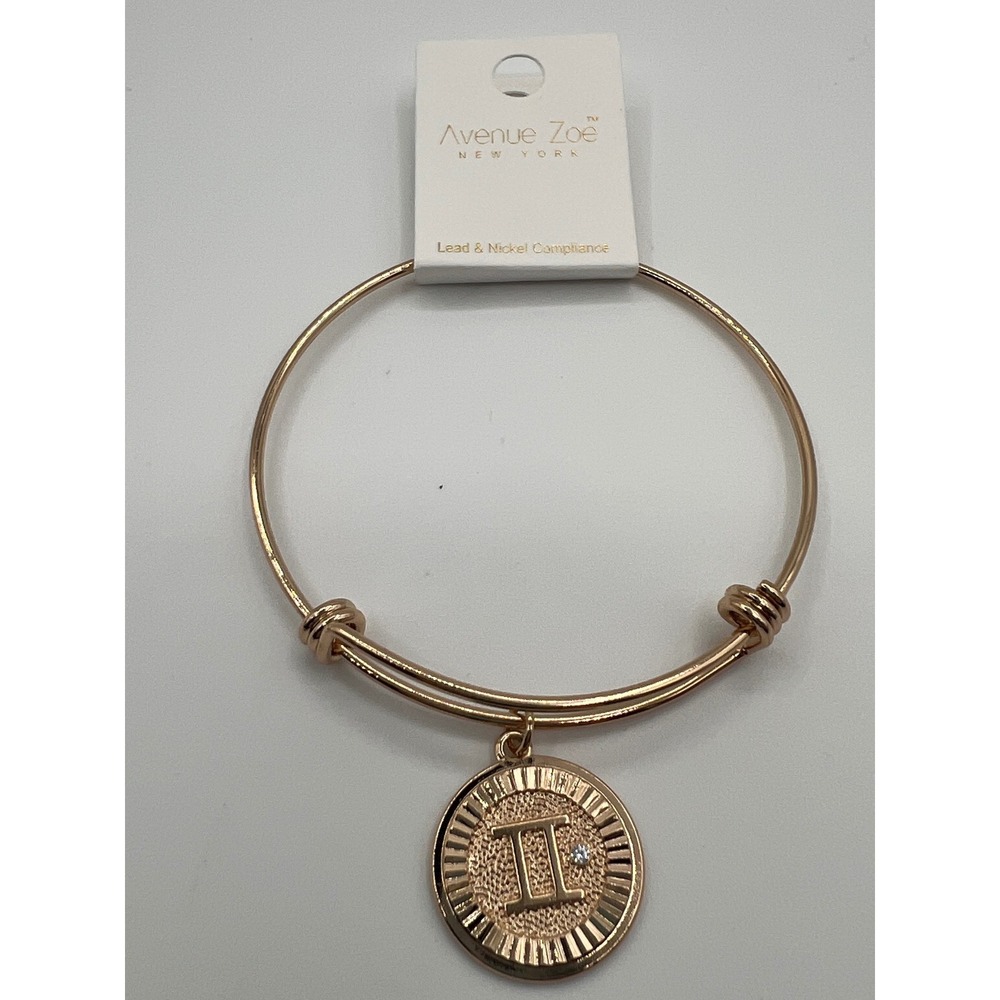Avenue Zoe Gemini Zodiac Charm Bangle Bracelet Rose Gold Tone TB9153 GD8